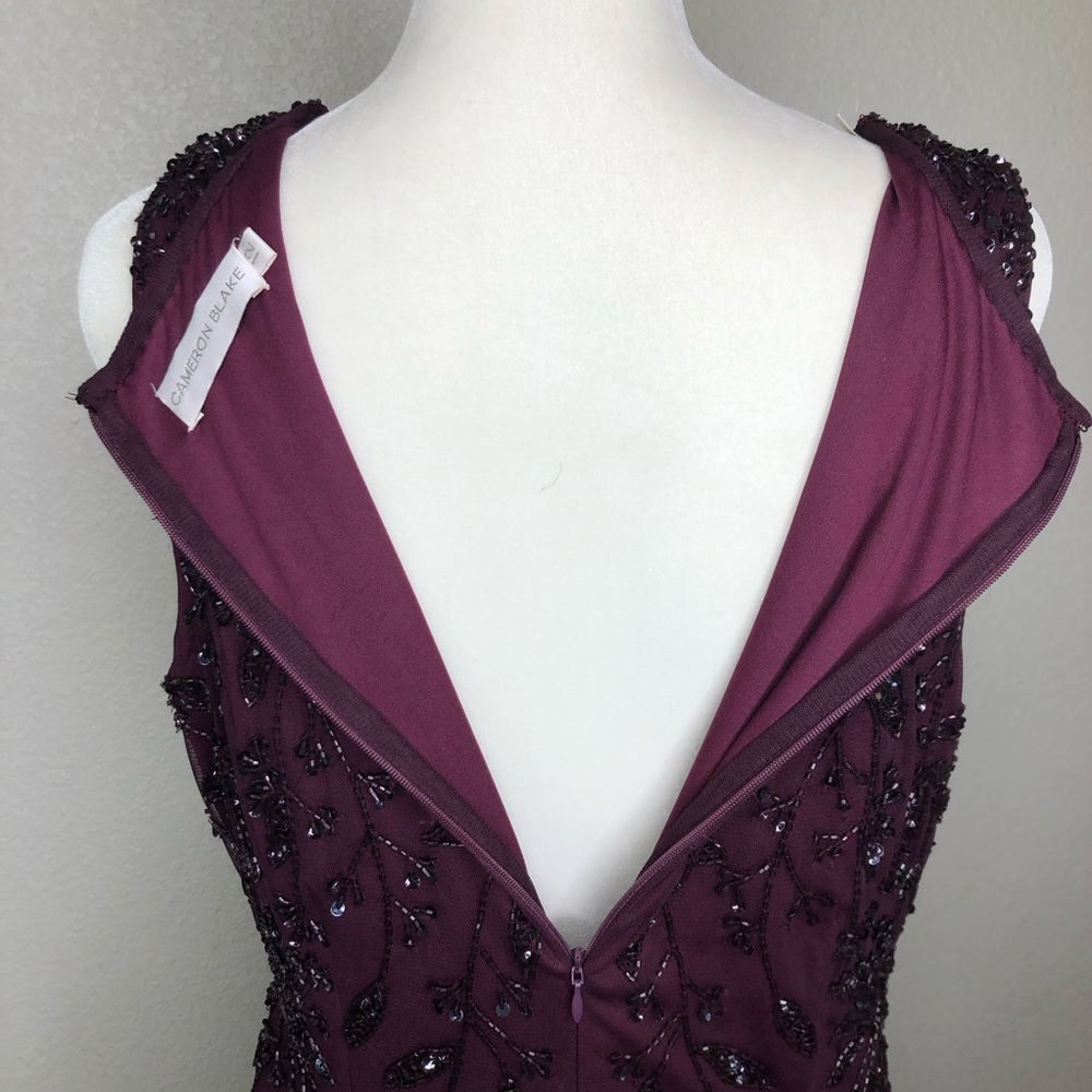 Cameron Blake Purple Beaded Evening A-Line Gown Sz 12 - Picture 3 of 10